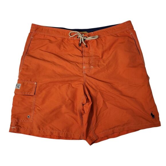 Polo Ralph Lauren‎ Swim Trunks Shorts Mens Large Orange 8.5 Inch Kailua Brief - Picture 1 of 12